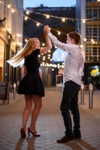 Proposal in England - Engagement photoshoot at night in Birmingham