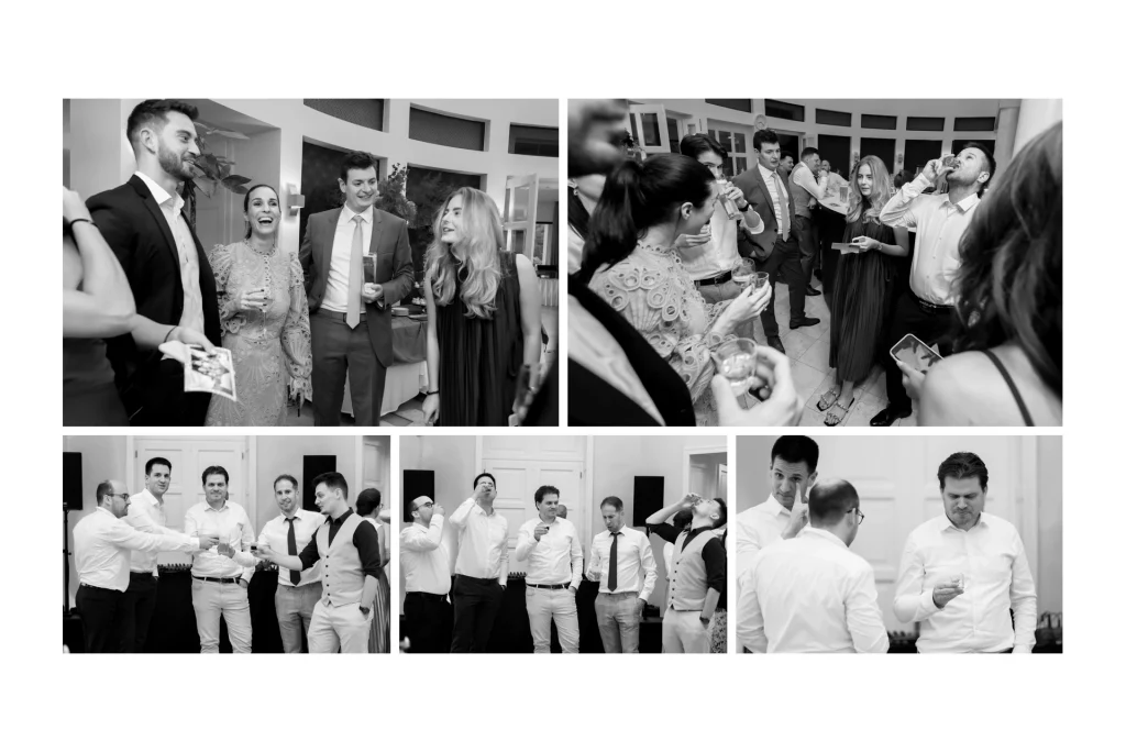 lovely wedding - wedding party - drinking bestmen and friends